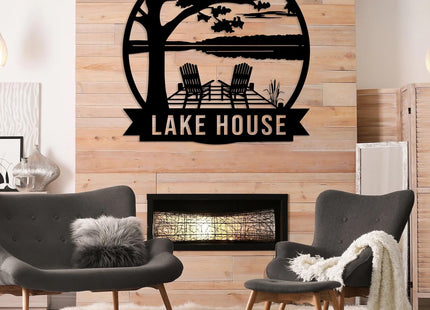 Personalized Lake House Metal Sign, Custom Lake House Name Sign, Camping Metal Decor, Front Porch Decor, Forest Cabin, Cabin, Villa, Fire Pit
