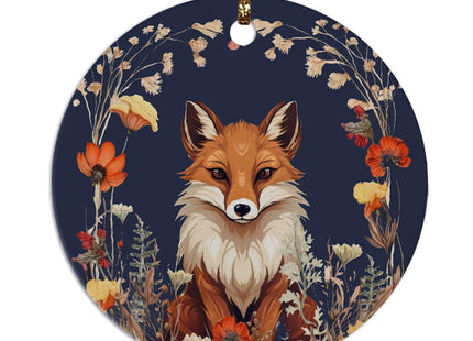 Fox Ornaments, Fox Decorations, Fox Gifts for Women, Botanical Fox Ceramic Ornaments, Fox Decorative Hanging Ornament