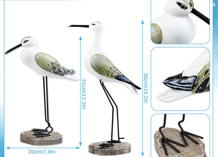 Meching 2 Pcs Wooden Seagull Figurine Sea Bird Statue Table Decorations Nautical Coastal Themed Centerpiece Decor for Home Decor Living Room Beach Party Beach Condo Table Display Holiday