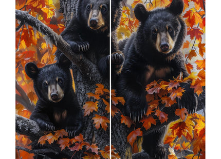 XINBADU Black Bear Blackout Curtains for Girls Boy Home Decor, Rustic Wildlife Bear Animal Tree Art Grommet Thermal Insulated Drapes Darkening Window Curtain for Bedroom Living Room, 84 x 84 Inch
