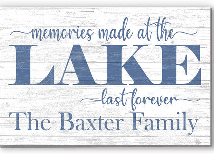 Lake House Sign Personalized with Family Name or House Name – “Memories Made at the Lake Last Forever” Wall Art – Cabin or Vacation Home Decor – Made in USA – 16.5" x 10.5"