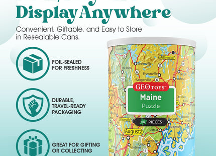 Maine 13"x10" Mini State Puzzle, 100 Pieces Puzzles for Kids and Adults