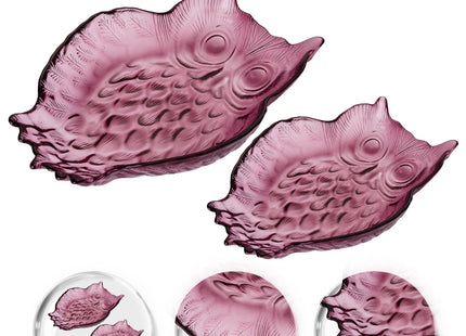SHOWLOUE Glass Serving Platter, 8 x 6 Inch Owl Serving Trays for Serving Food, Serving Dish for Party, Dark Purple, Small