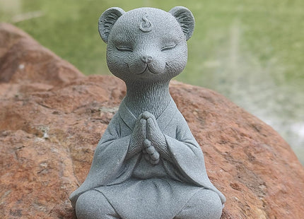 Meditating Fox Statue Yoga Animal Figurines Zen Fox Sculpture, S2
