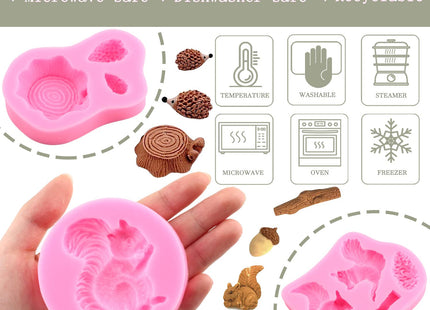 ZiXiang Forest Animal Silicone Mold Squirrel Pinecone Fondant Mold