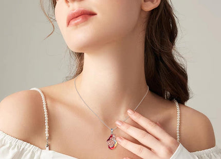 POPLYKE Fox Necklace for Women 925 Sterling Sliver Rose Fox Pendant Gifts for Women Wife