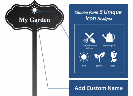 RealSteel Custom Seed & Plant Markers – Metal Garden Stakes for Herbs, Fruits & Vegetables | Elegant Steel Plant Labels for Pots, Raised Beds & Outdoor Gardens | Farmhouse & Greenhouse | Sun Icon