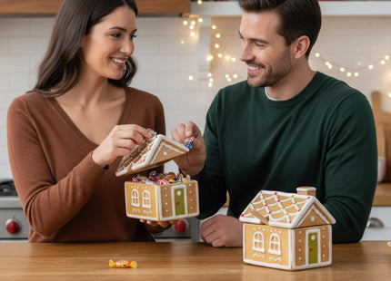 Honeydak 2 Pack Ceramic Gingerbread House Cookie Sugar Bowl
