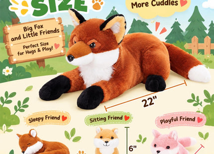 BENINY 4 Pcs Fox Stuffed Animal Set, 22 Inch Mommy Fox with 3 Babies