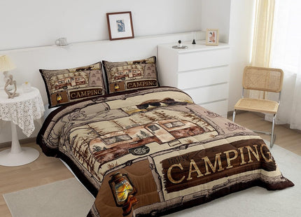 Erosebridal Rustic Bear Comforter Set,RV Happy Camping Bedding Set Full