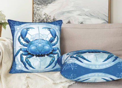 Famame Decorative Pillow Covers Set of 2 Cute Blue Crab Throw Pillows Cover 18x18 inch Square Pillowcase Couch Cushion Cases for Sofa Living Room Bedroom Home Decor