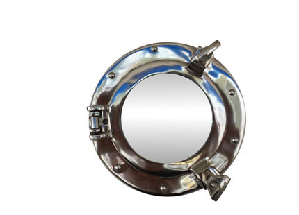 Hampton Nautical Deluxe Class Chrome Porthole Mirror, 8", Chrome
