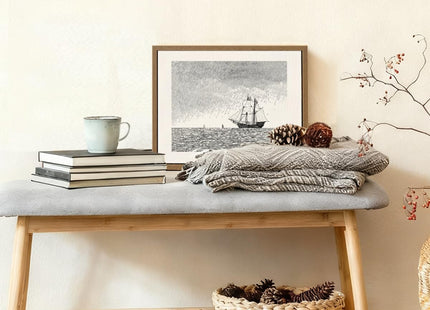 Bzstyleart Framed Vintage Sailboat Wall Art, Seaview Painting, 8 X 10Inch