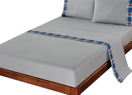 Sheets & Beyond Cabin Printed Super Soft Cotton Touch Microfiber 4 Piece Bedroom Sheet Set (Full Size, Plaid Grey)