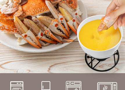 Luvan 4Pcs 14.2oz Butter Warmers for Seafood, Butter Melter with Stands and 20Pcs Tealight Candles,Ceramic Butter Warmer Set for Lobster, Personal Fondue Set Melted Butter Cups for Seafood, Fondue