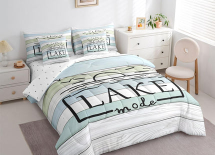 Erosebridal Lake Life Twin Comforter Set with Sheets,Sun Sketch Sunset