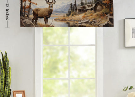 Rustic Cabin Deer Window Curtain Valance Fall Forest Elk Wildlife Animal Autumn Nature Country Farmhouse Rod Pocket Curtain Treatment for Bathroom Bedroom Living Room Kitchen 54 x 18 Inch, 2 Panel
