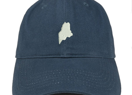 Trendy Apparel Shop Maine State Map Embroidered Low Profile Soft Cotton Brushed Baseball Cap - Navy