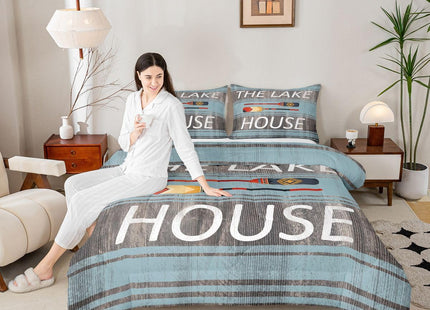 Feelyou Lake House Paddle Comforter Set Twin Size Kids Boys Girls Bedding