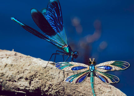 Soumimi Enamel Blue Dragonfly Brooch Pin