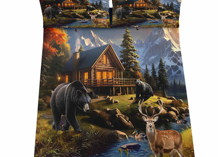 LUVIVIHOME 4PCS Deer Sheets Set, Twin Bed Sheets, Black Bear Moose Mallard Duck Woodland Animal Hunting Lodge Rustic Cabin Country Farmhouse Bedding Set, 1 Fitted Sheet & 1 Flat Sheet & 2 Pillowcases