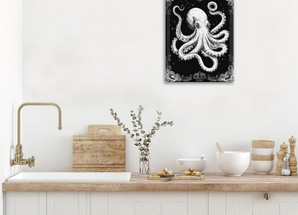Octopus Canvas Wall Art Nautical Pictures Ocean Animal Painting Coastal Prints Octopus Modern Artwork for Bathroom Living Room Bedroom Office Framed Wall Decor 12"x16"