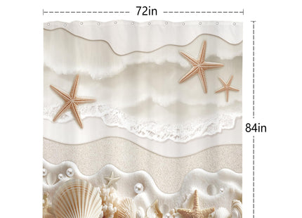 Starfish Beach Coastal Extra Long Beige Sea Bathroom Shower Curtain Set