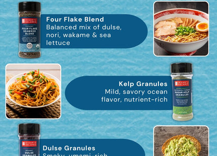 Ocean’s Balance Complete Seasoning Collection – Gourmet Seaweed Seasonings with Spicy, Truffle, Bonito, Four Flake Blend, Dulse Granules & Kelp Granules, Vegan Umami-Rich Low Sodium,