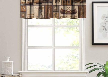 JanJCurt Rustic Farmhouse Valance, Vintage Country Style Natural Scenery Lake House Rustic Cabin Fishing Blackout Short Window Treatment for Kitchen Bedroom Living Room, 54x18inch