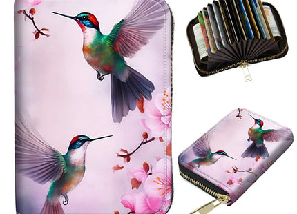 DIGTIALL RFID Credit Card Holder Wallet,Hummingbird Flower