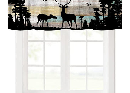 wlsgdsg Vintage Moose Valance Curtain Rustic Old Plank Forest Hunting Lodge Deer Animal Window Treatment Valances Curtains for Kitchen Living Room Bedroom 54x18In 1P