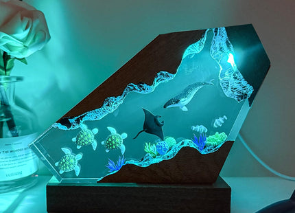 Humpback Whale Ocean Resin Lamp, Handmade Resin Night Light for Home Decor