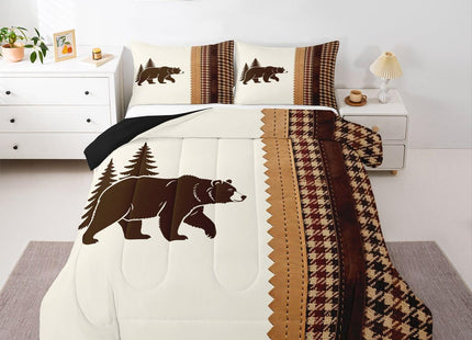 Feelyou Bear Comforter Rustic Cabin Country Comforter Set for Boys Girls