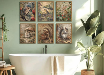 Woodland Animal Nursery Canvas Wall Art, 8x10inch Unframed