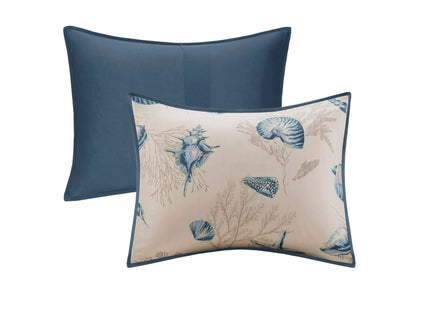 Madison Park Cotton Coastal Starfish Blue Queen Comforter Set, 7pc