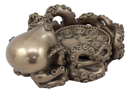 Ebros Bronze Finish Resin Nautical Giant Kraken Octopus Coaster Holder Figurine with 4 Round Coasters Table Decor Set Mythical Fantasy Statue
