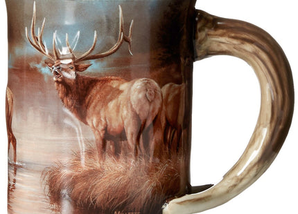 Wild Wings Autumn Mist - Elk Sculpted Mug by Rosemary Millette
