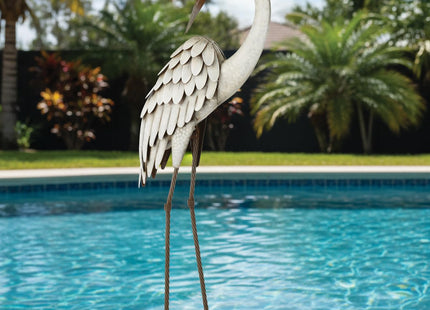 Regal Art & Gift Metal Egret Statue – Coastal Heron Garden Sculpture, Elegant Bird Decor for Lawn, Patio, or Beach House Yard – Sturdy Outdoor Standing Crane Ornament, 15.25""L x 8.25""W x 40.5""H