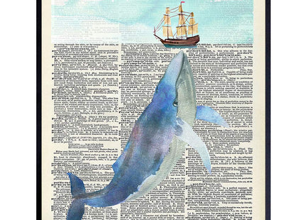 Nautical Whale Dictionary Wall Art - 8x10 Photo, Picture - Ocean, Sea, Beach Home Decor, Shabby Chic Decoration - Unique Gift - Cool Bath, Bathroom Art - Unframed Poster Print