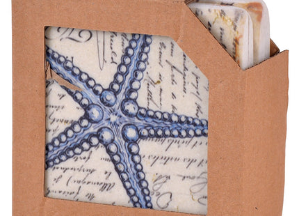 Beach Coasters for Drink Set of 4 Absorbent Nautical Housewarming Gifts