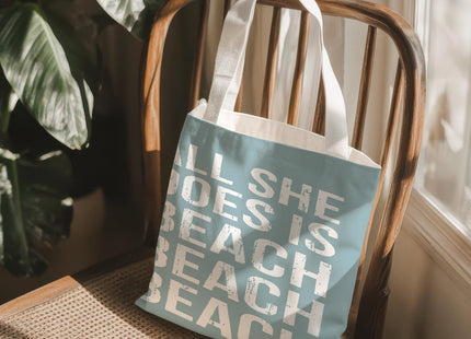 VIIJJUE Blue Beach Tote Bag, Coastal Beachy Canvas Tote Bags, Beach Lover Gifts for Women, Retro Coastal Nautical Reusable Grocery Shopping Bag