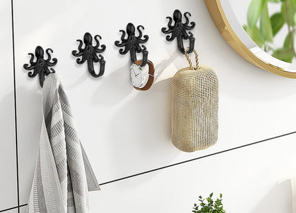 FANYUN 5 Pack Coat Hooks Wall Hooks, Octopus Decorative Wall Mounted Hooks Rustic Metal Hanger for Towel, Key Holder, Hanging Coats, Scarves, Bags, Purses, Backpacks Home Decor (Octopus)