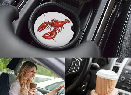KWSAAHU Ceramic Car Cup Coasters 2PCS - Tiny Lobster