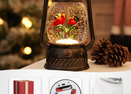 Christmas Snow Globes Cardinal Gifts,Christmas Decorations Cardinal Snow Globe, Musical Lantern Light Up 6H Time Glitter Globe Cardinal Red Bird Memorial Gift for Women