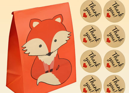 YYMYMGJ 24 Pack Fox Party Favor Bags Woodland Goodie Gift Bags for Fox Woodland Birthday Party Decoration supplies Baby Shower