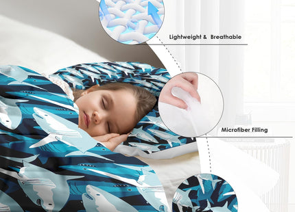 Boewywh Queen Comforter Set, 3 Pieces Shark Ocean Bedding, All Season