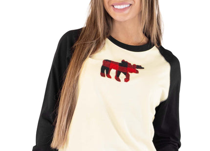 LazyOne Pajamas for Women, Cute PJ Long Sleeve Top Separates Moose Plaid 2X