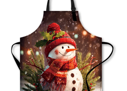Nuxovilar Snowman Holly Christmas 26.77x30.7 Polyester Cooking Apron