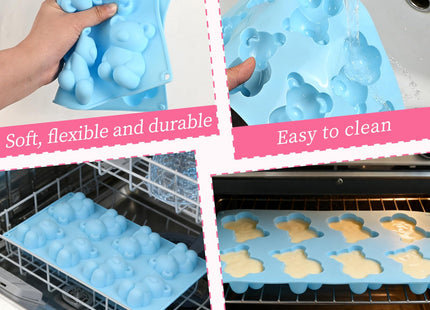 Bear Silicone Mold, 2 Pack Large Bear Chocolate Molds 16 Cavity