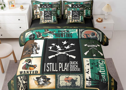 7 Piece Duck Hunting Bed in a Bag King - Rustic Farmhouse Bedding Set with Comforter, Fishing Theme Cushion Covers